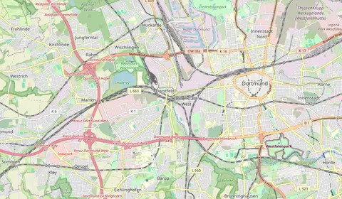 Kaart met de locatie van Dortmund-Dorstfeld