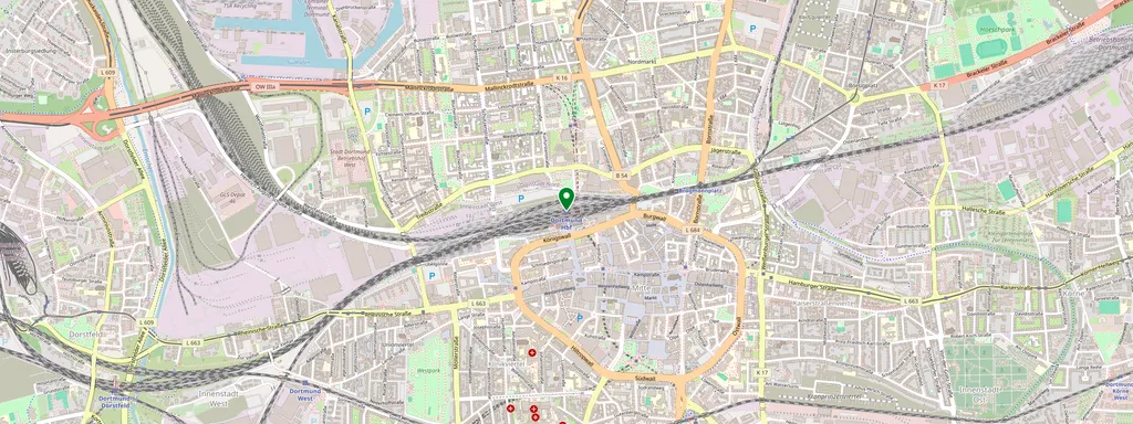 Mappa che mostra la posizione di Dortmund Hbf