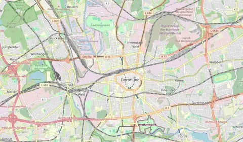 Kaart met de locatie van Dortmund Hbf