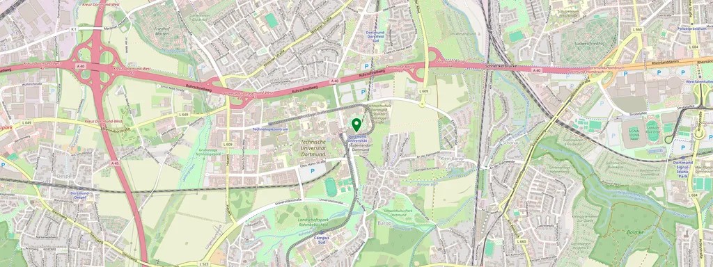 Mapa que muestra la ubicación de Dortmund Universität