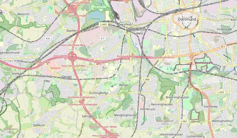 Kaart met de locatie van Dortmund Universität