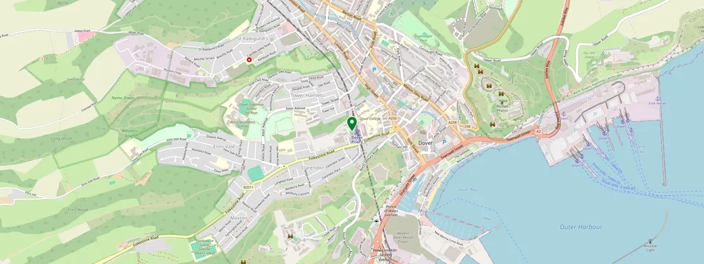 Map showing the location of Dover Priory