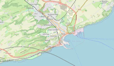 Kaart met de locatie van Dover Priory