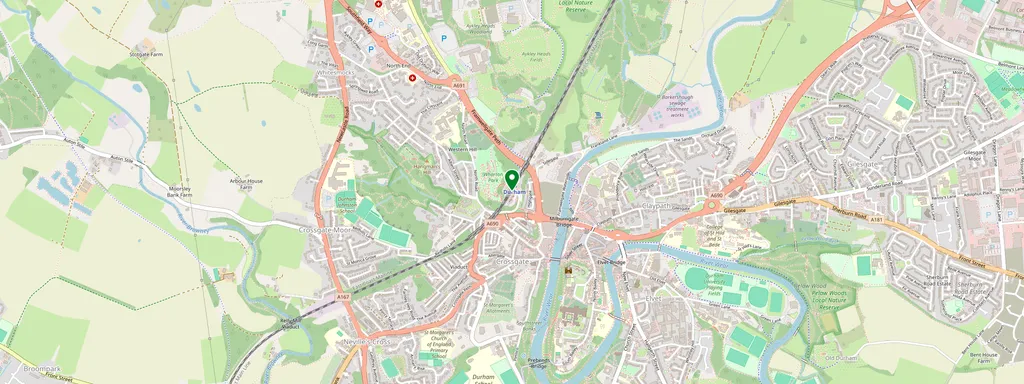 Map showing the location of Durham