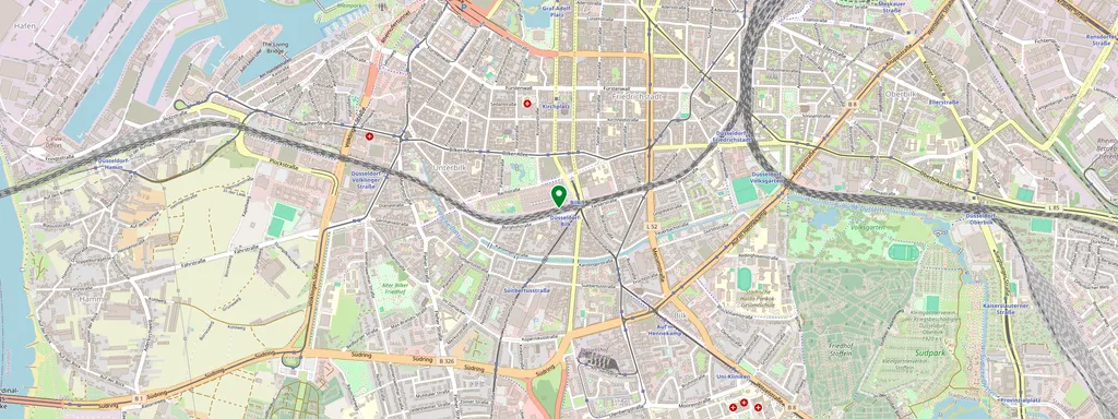 Mappa che mostra la posizione di Düsseldorf-Bilk