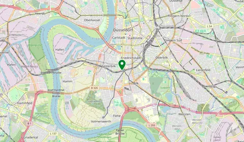 Mappa che mostra la posizione di Düsseldorf-Bilk