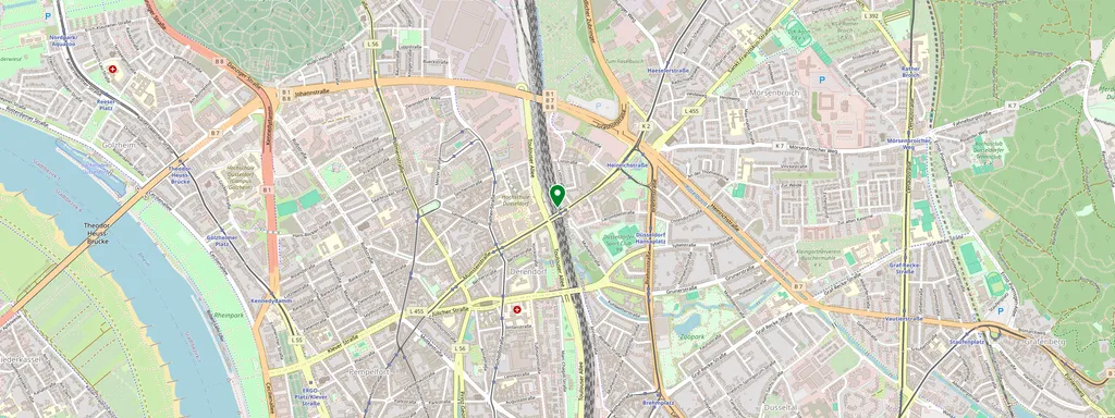 Mappa che mostra la posizione di Düsseldorf-Derendorf