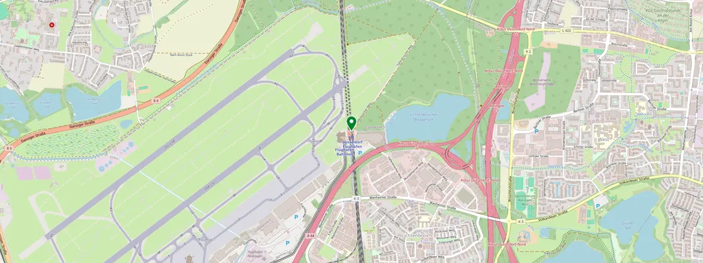 Carte montrant l’emplacement de Düsseldorf Flughafen