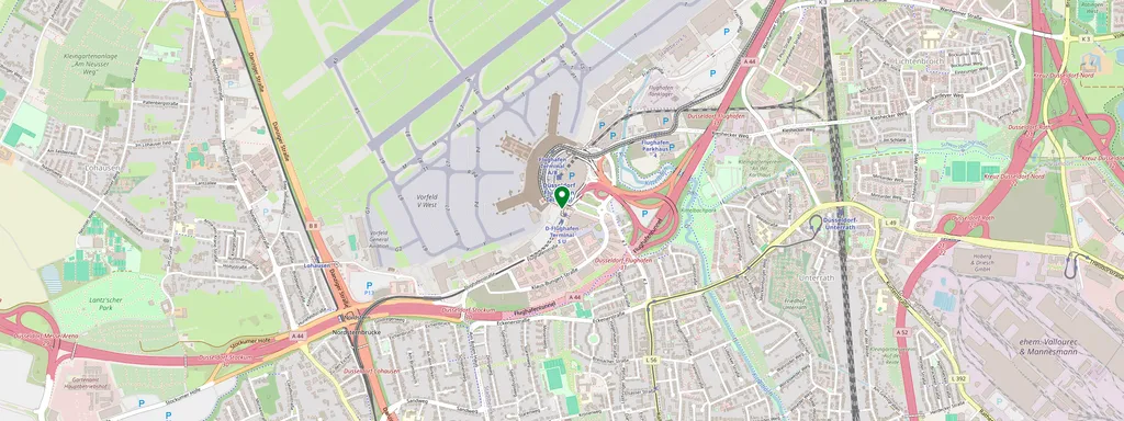 Mappa che mostra la posizione di Düsseldorf Flughafen Terminal