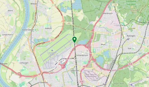 Mappa che mostra la posizione di Düsseldorf Flughafen