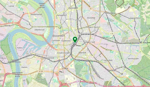 Mappa che mostra la posizione di Düsseldorf Hbf