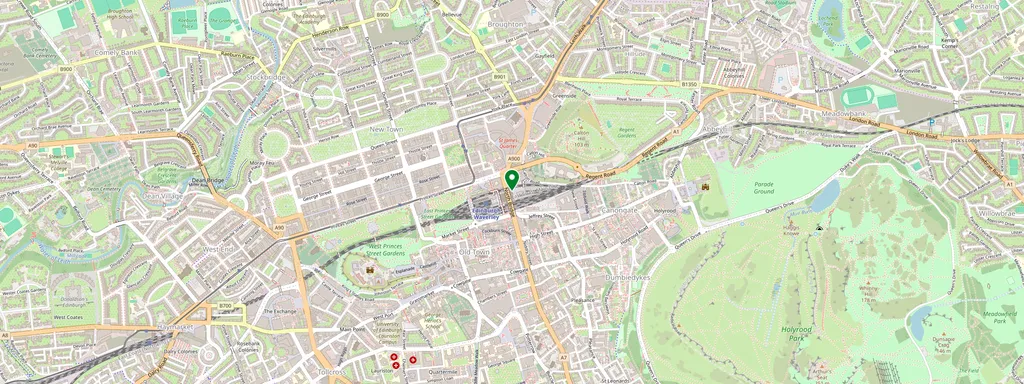 Map showing the location of Edinburgh Waverley