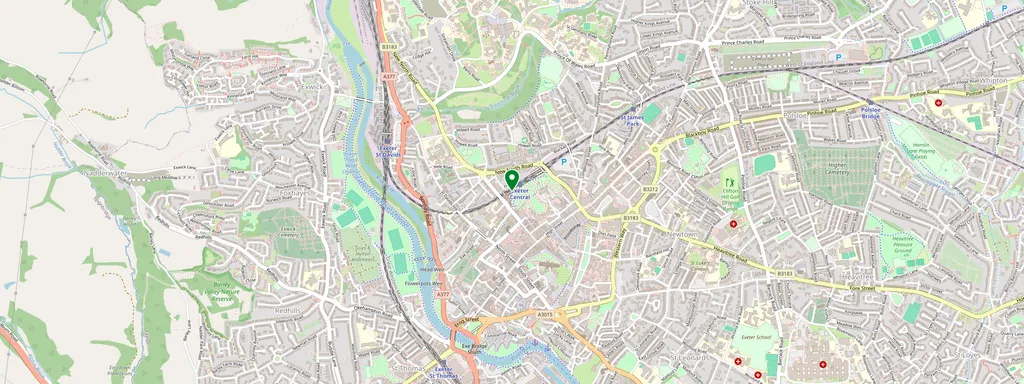 Carte montrant l’emplacement de Exeter Central