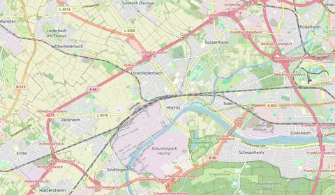 Carte montrant l’emplacement de Frankfurt-Höchst