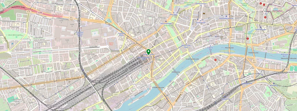 Mappa che mostra la posizione di Frankfurt (Main) Hbf