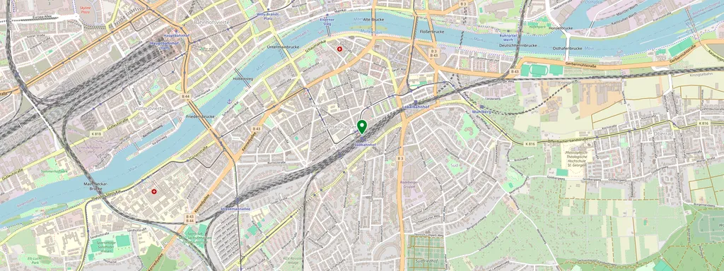 Karta som visar var Frankfurt (Main) Süd ligger