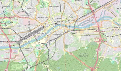 Mappa che mostra la posizione di Frankfurt (Main) Süd