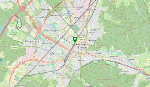 Mappa che mostra la posizione di Freiburg (Breisgau) Hbf