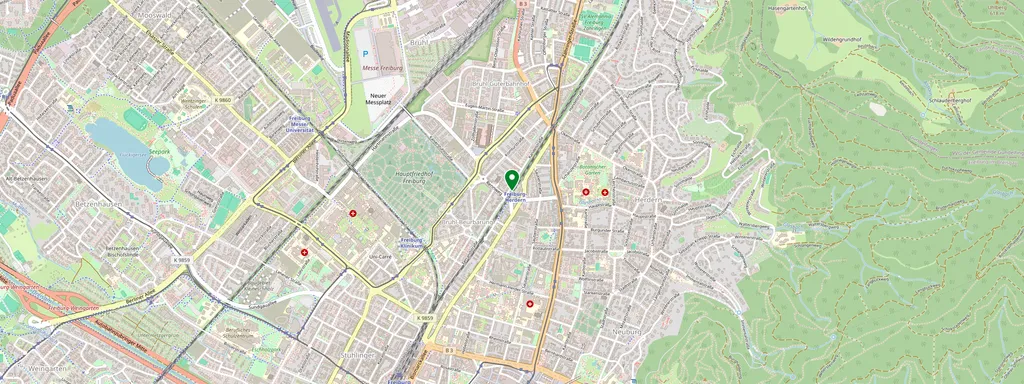 Mappa che mostra la posizione di Freiburg-Herdern