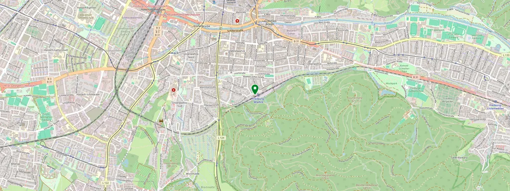 Mappa che mostra la posizione di Freiburg-Wiehre