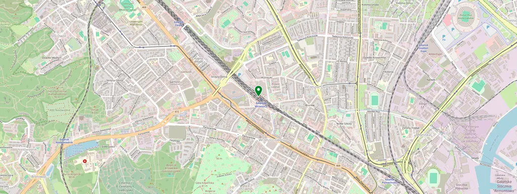 Carte montrant l’emplacement de Gdańsk Wrzeszcz