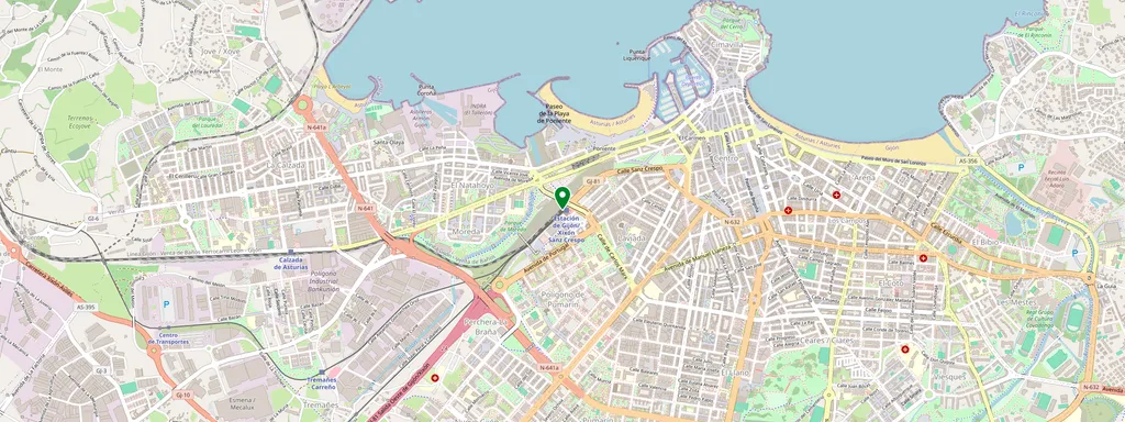 Mapa que muestra la ubicación de Gijón-Sanz Crespo