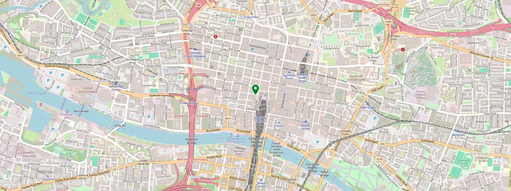 Map showing the location of Glasgow Central
