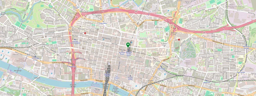 Map showing the location of Glasgow Queen Street