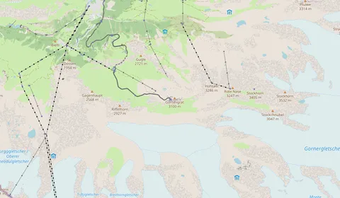 Kaart met de locatie van Gornergrat