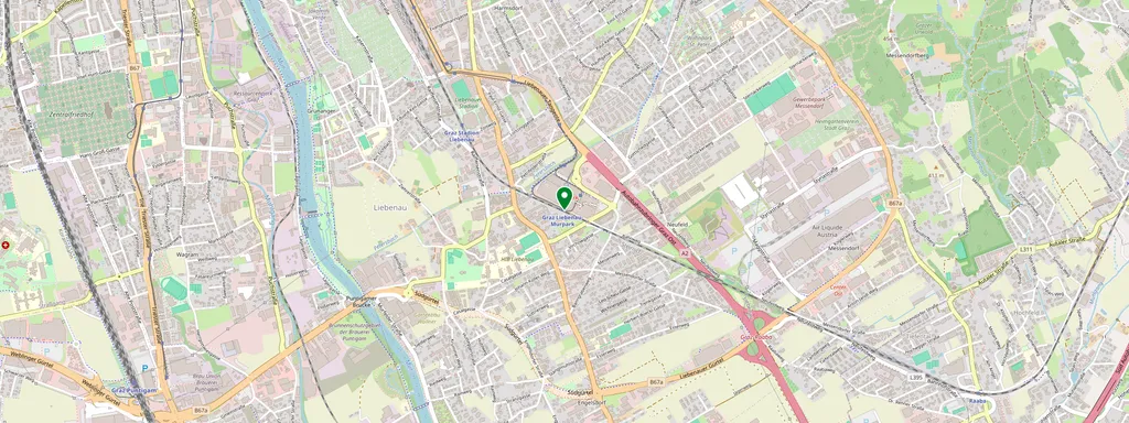 Mapa que muestra la ubicación de Graz-Liebenau Murpark