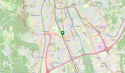 Karta som visar var Graz Puntigam Bahnhof ligger