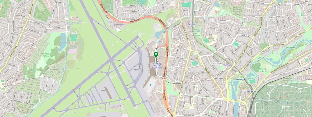 Karta som visar var Hamburg Airport ligger
