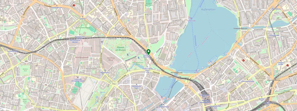Karta som visar var Hamburg Dammtor ligger