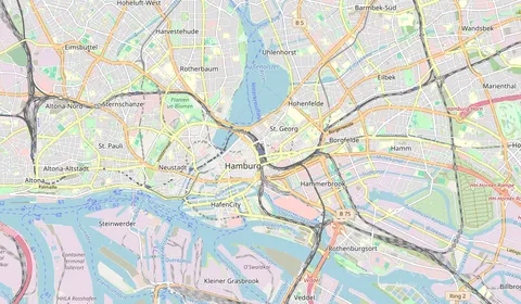 Map showing the location of Hamburg Hbf