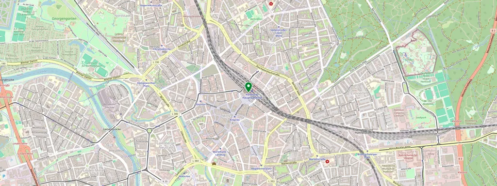 Mappa che mostra la posizione di Hannover Hbf