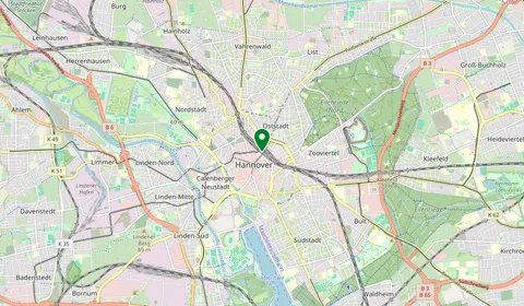 Mappa che mostra la posizione di Hannover Hbf
