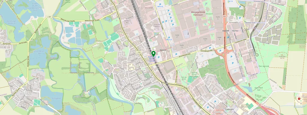Mapa que muestra la ubicación de Hannover Messe/Laatzen