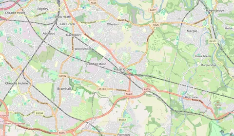 Mapa que muestra la ubicación de Hazel Grove