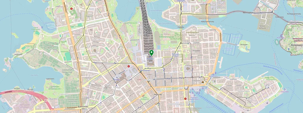 Karte mit der Lage von Helsinki asema