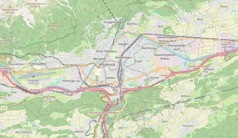 Kaart met de locatie van Innsbruck Hbf
