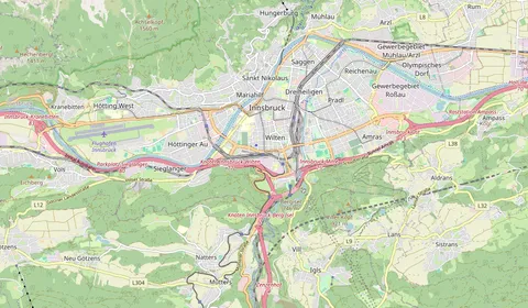 Kaart met de locatie van Innsbruck Westbahnhof