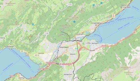 Kaart met de locatie van Interlaken Harderbahn