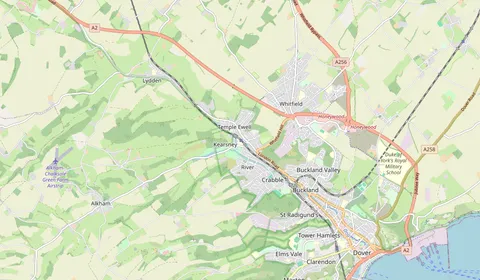Kaart met de locatie van Kearsney