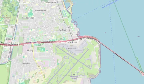 Karta som visar var København Lufthavn ligger