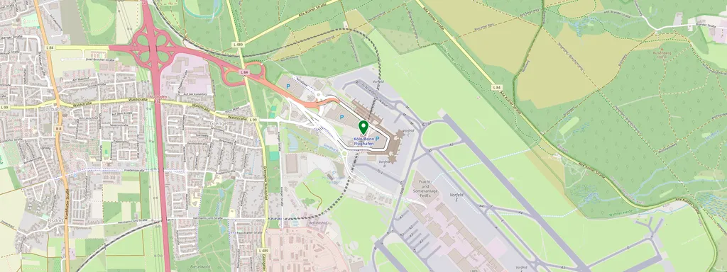 Karte mit der Lage von Köln/Bonn Flughafen