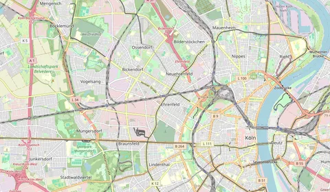 Carte montrant l’emplacement de Köln-Ehrenfeld