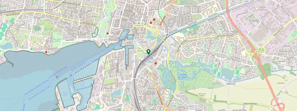 Mapa que muestra la ubicación de La Rochelle Ville