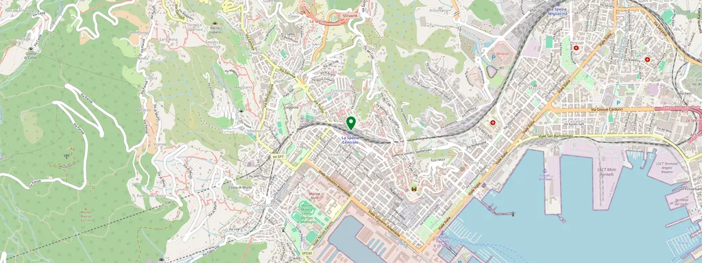 Mapa que muestra la ubicación de La Spezia Centrale