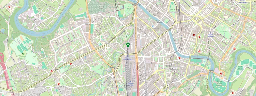 Carte montrant l’emplacement de Lancy-Pont-Rouge