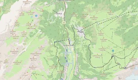 Kaart met de locatie van Lauterbrunnen